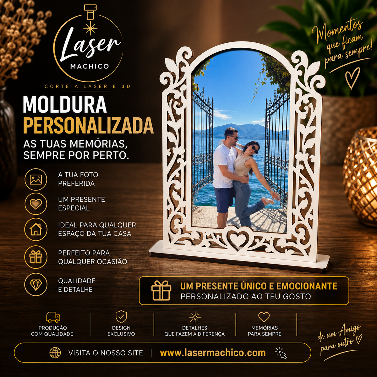 Moldura Personalizada em MDF – As Tuas Memórias Sempre por Perto ❤️