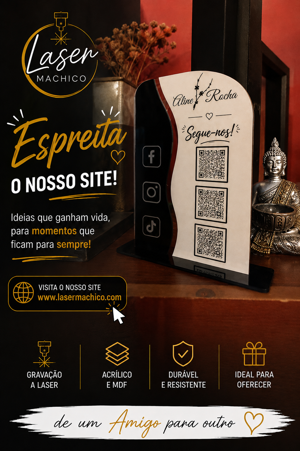 Placa QR Code Personalizada para Redes Sociais