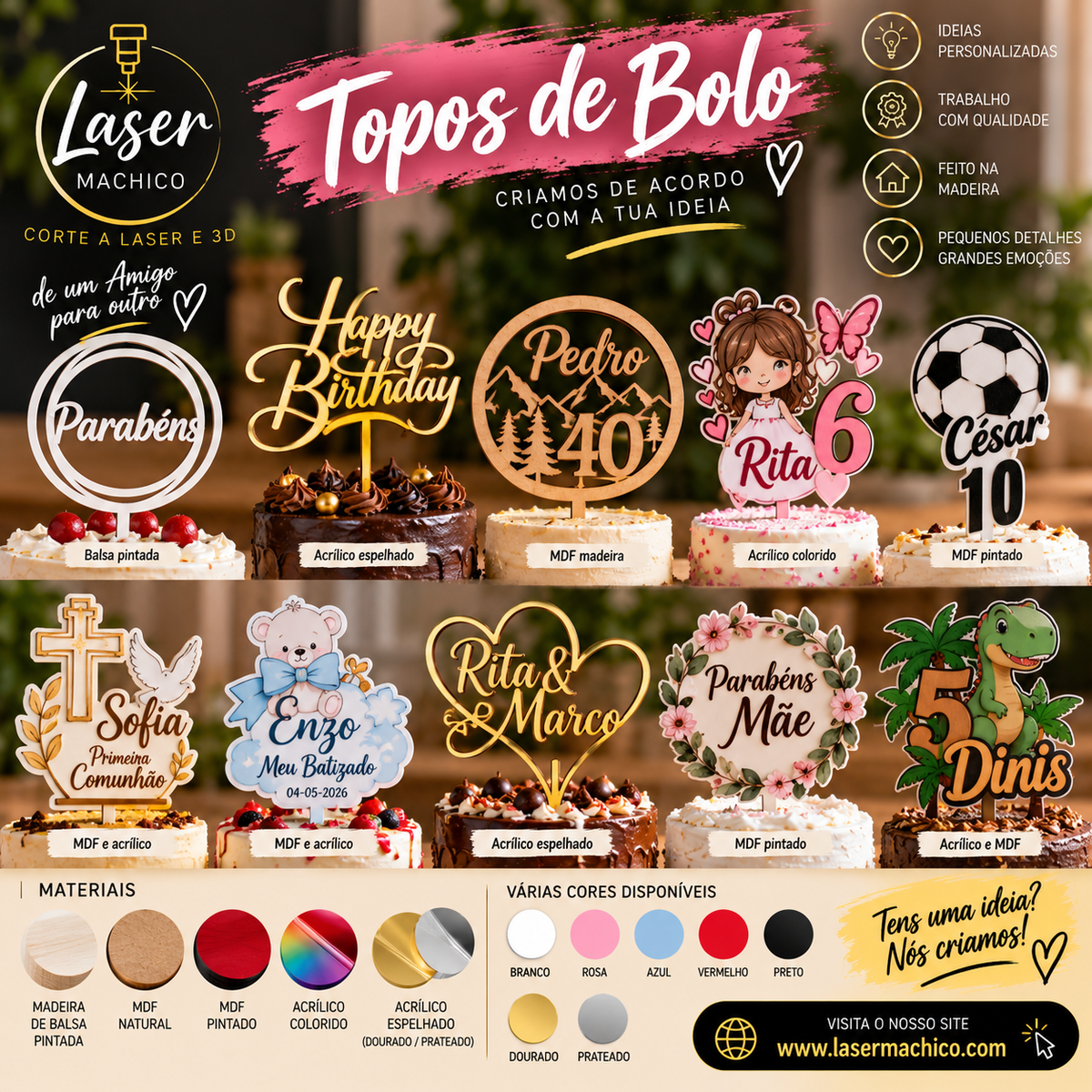 Topos de Bolo Personalizados – A Tua Ideia, a Nossa Criação!
